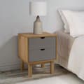 Miniatyrbillede 2 af 7: vidaXL sengebord OTTA 45x39x57 cm massivt fyrretræ brun og grå