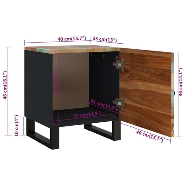 vidaXL Nattbord 40x33x46 cm gjenvunnet heltre