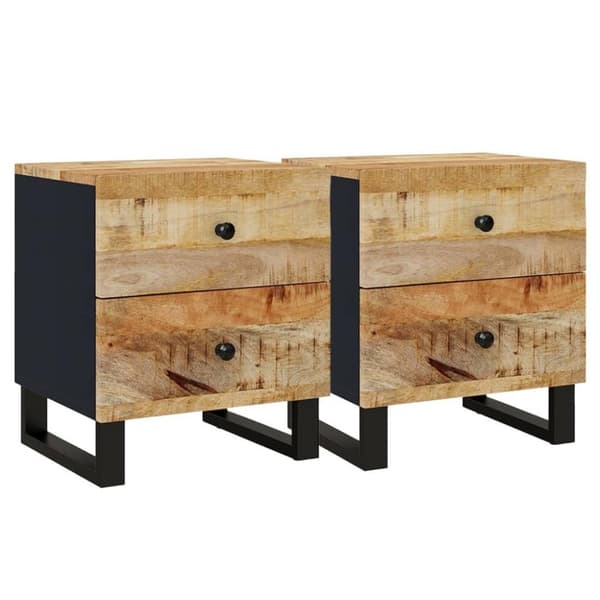 vidaXL sengeborde 2 stk. 40x33x46 cm massivt mangotræ