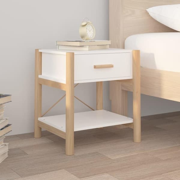 vidaXL Nattbord 2 stk hvit 42x38x45 cm konstruert tre