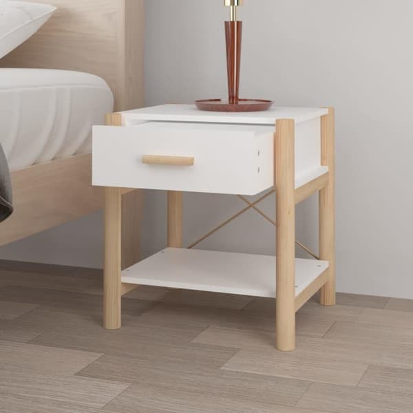 vidaXL Nattbord 2 stk hvit 42x38x45 cm konstruert tre