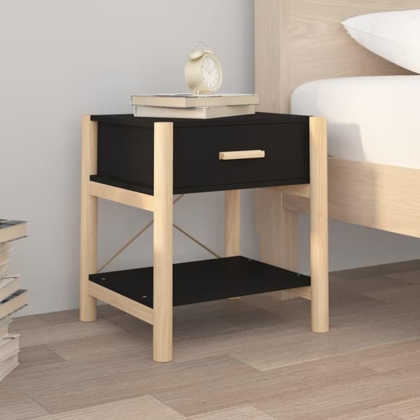 vidaXL sengeborde 2 stk. 42x38x45 cm konstrueret træ sort