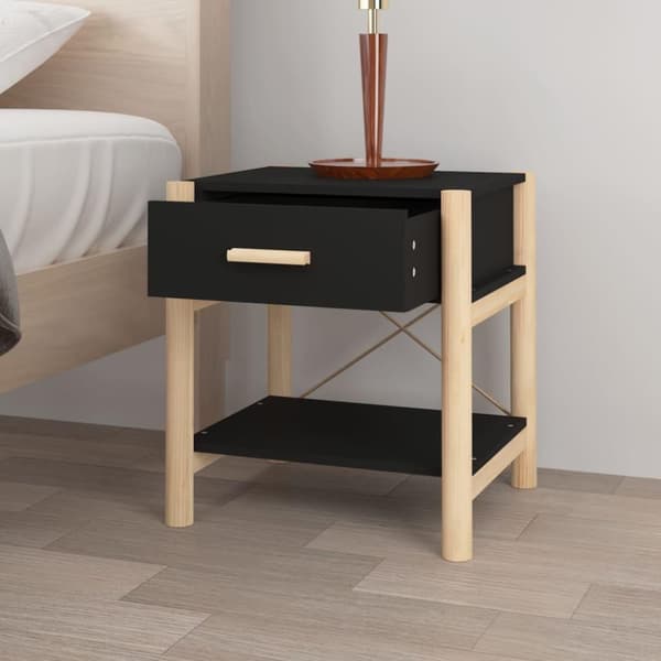 vidaXL sengeborde 2 stk. 42x38x45 cm konstrueret træ sort