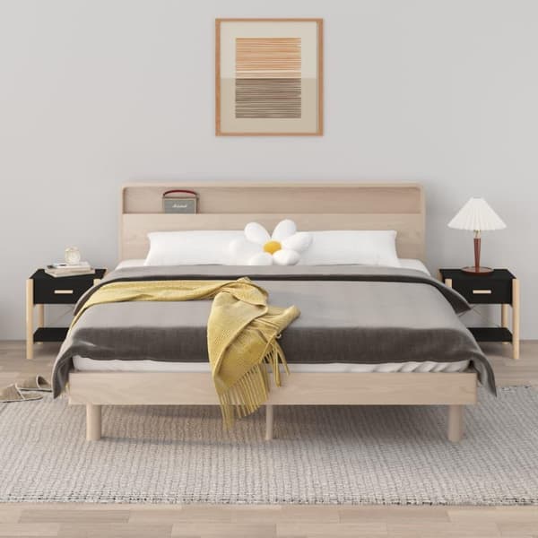 vidaXL sengeborde 2 stk. 42x38x45 cm konstrueret træ sort