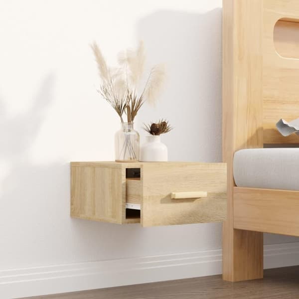 vidaXL væghængt sengebord 35x35x20 cm sonoma-eg