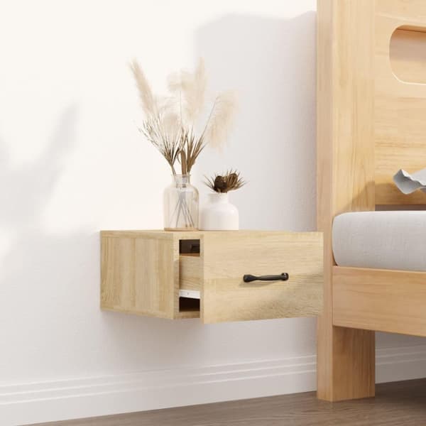 vidaXL væghængt sengebord 35x35x20 cm sonoma-eg