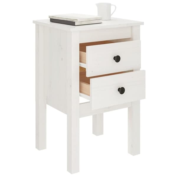 vidaXL sengeborde 2 stk. 40x35x61,5 cm massivt fyrretræ hvid