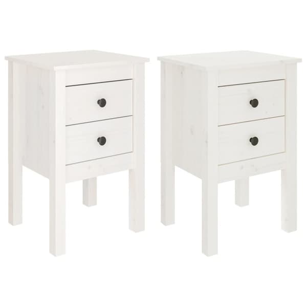 vidaXL sengeborde 2 stk. 40x35x61,5 cm massivt fyrretræ hvid