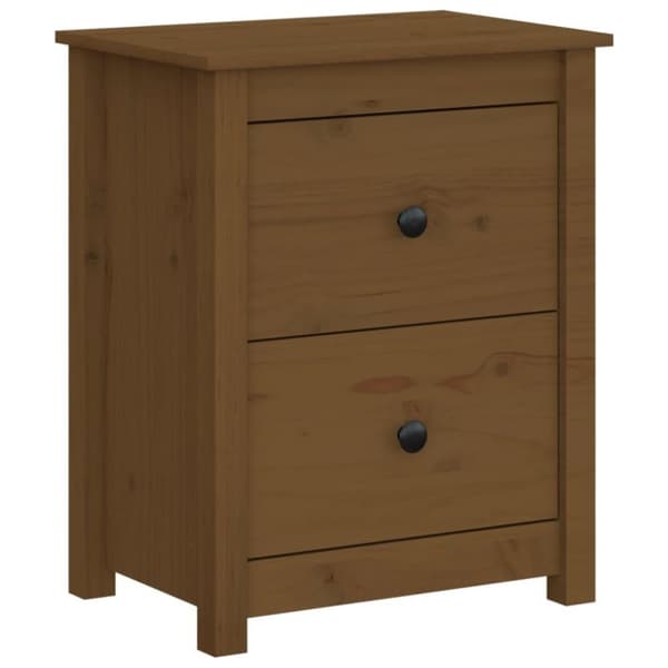 vidaXL sengeborde 2 stk. 50x35x61,5 cm massivt fyrretræ gyldenbrun