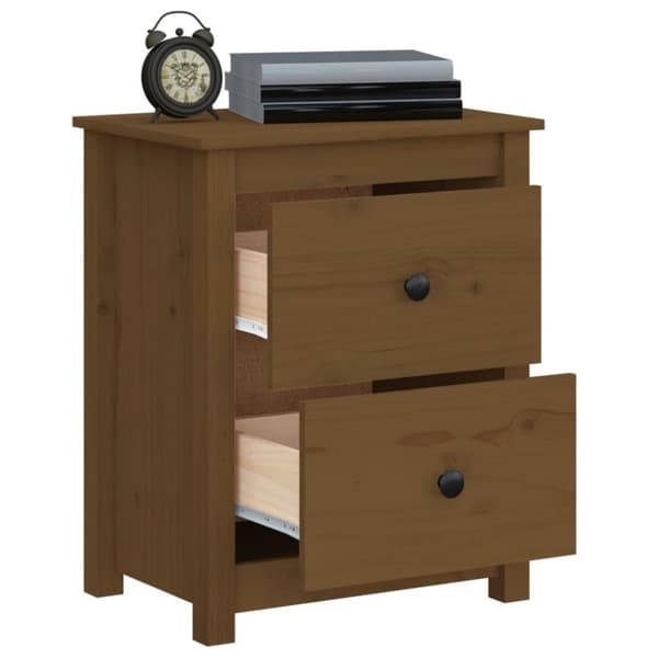 vidaXL sengeborde 2 stk. 50x35x61,5 cm massivt fyrretræ gyldenbrun