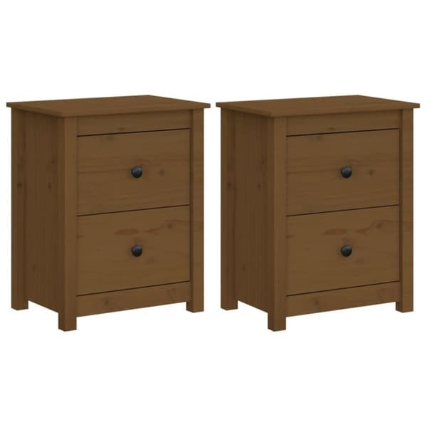 vidaXL sengeborde 2 stk. 50x35x61,5 cm massivt fyrretræ gyldenbrun