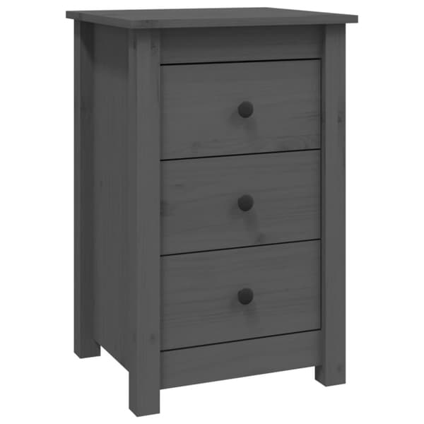 vidaXL sengebord 40x35x61,5 cm massivt fyrretræ grå