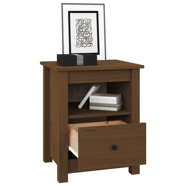 vidaXL sengeborde 2 stk. 40x35x49 cm massivt fyrretræ gyldenbrun