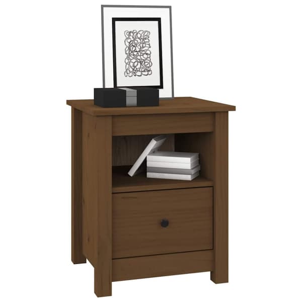 vidaXL sengeborde 2 stk. 40x35x49 cm massivt fyrretræ gyldenbrun