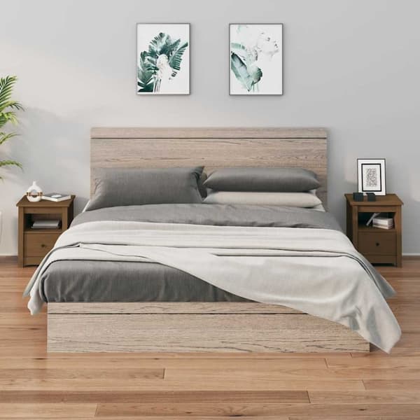 vidaXL sengeborde 2 stk. 40x35x49 cm massivt fyrretræ gyldenbrun