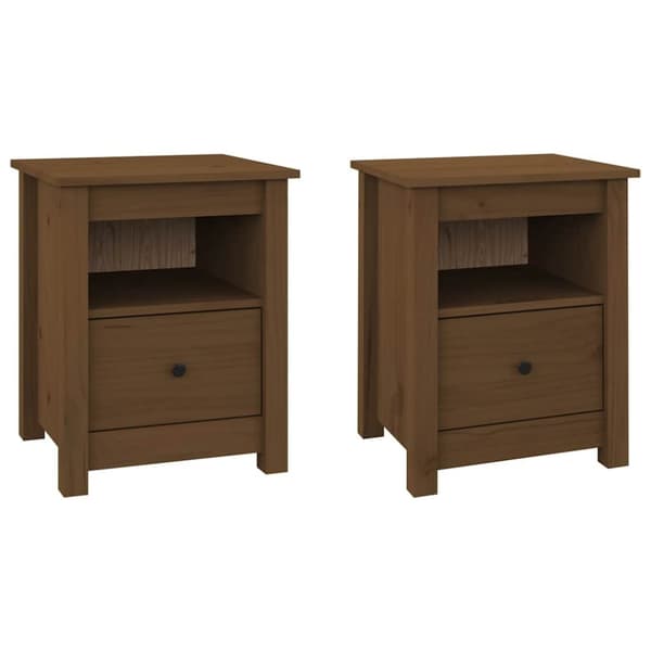 vidaXL sengeborde 2 stk. 40x35x49 cm massivt fyrretræ gyldenbrun