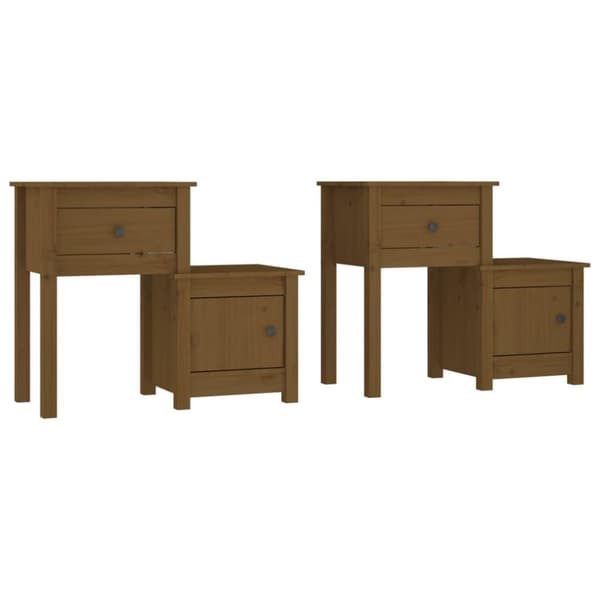 vidaXL Nattbord 2 stk honningbrun 79,5x38x65,5 cm heltre furu