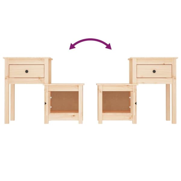 vidaXL Nattbord 79,5x38x65,5 cm heltre furu