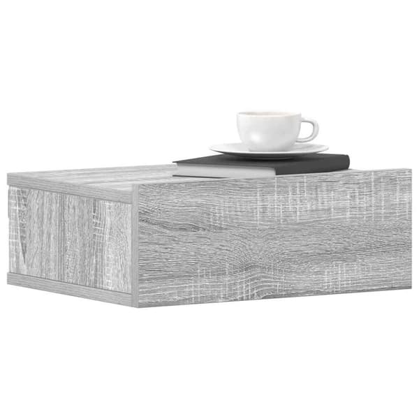 vidaXL Flytende nattbord grå sonoma 40x30x15 cm konstruert tre
