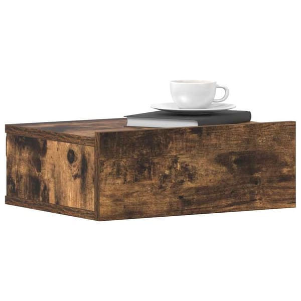 vidaXL Flytende nattbord røkt eik 40x30x15 cm konstruert tre