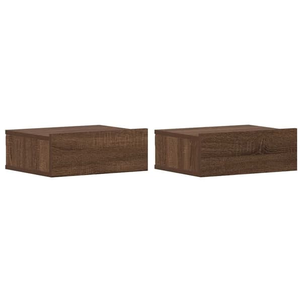 vidaXL væghængt natbord 40x30x15 cm konstrueret træ brun egetræ