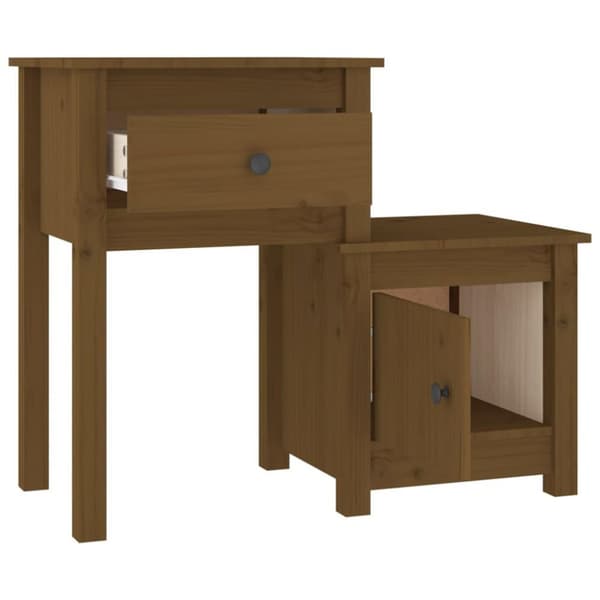 vidaXL sengebord 79,5x38x65,5 cm massivt fyrretræ gyldenbrun