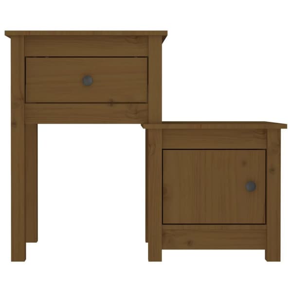 vidaXL sengebord 79,5x38x65,5 cm massivt fyrretræ gyldenbrun