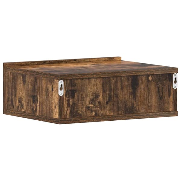 vidaXL væghængt natbord 40x30x15 cm konstrueret træ røget egetræ