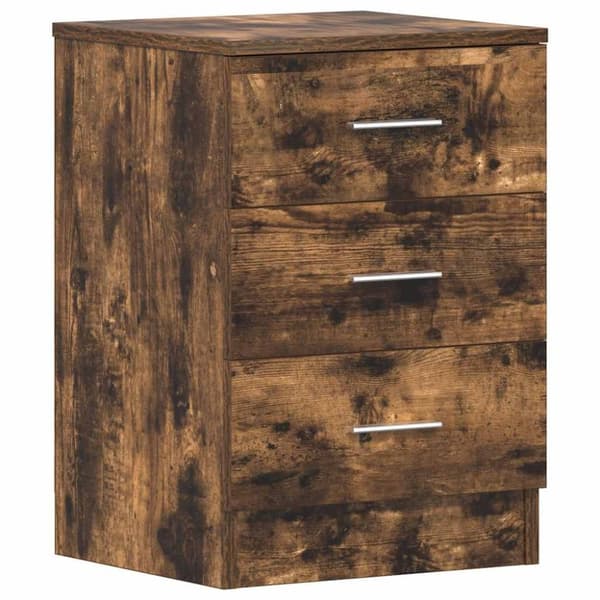 vidaXL sengeborde 2 stk. 38x35x56 cm konstrueret træ røget egetræ