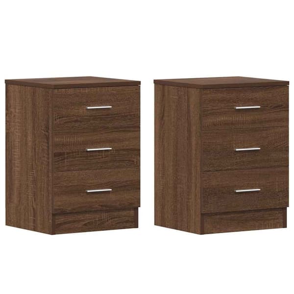 vidaXL sengeborde 2 stk. 38x35x56 cm konstrueret træ brun egetræsfarve