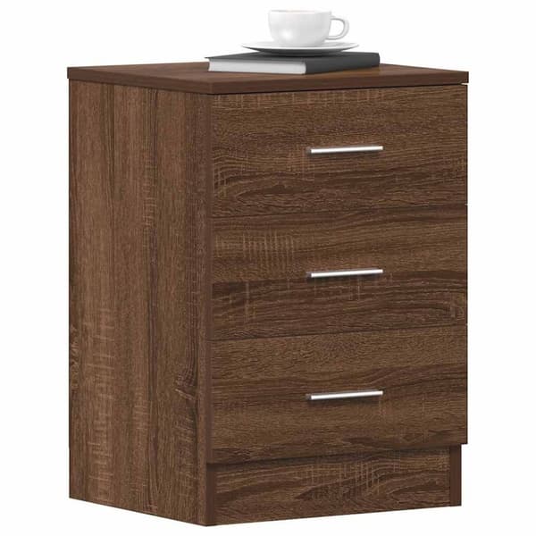 vidaXL sengeborde 2 stk. 38x35x56 cm konstrueret træ brun egetræsfarve