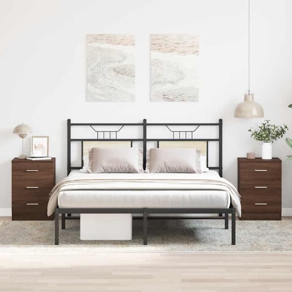 vidaXL sengeborde 2 stk. 38x35x56 cm konstrueret træ brun egetræsfarve