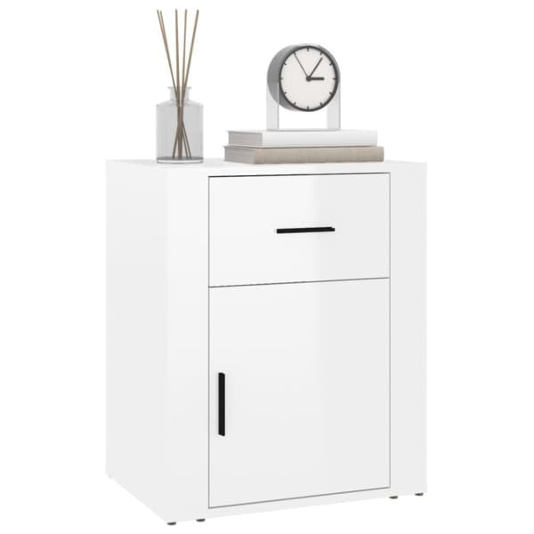 vidaXL Nattbord høyglans hvit 50x36x60 cm konstruert tre