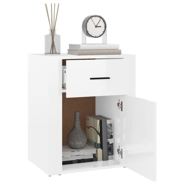 vidaXL Nattbord høyglans hvit 50x36x60 cm konstruert tre