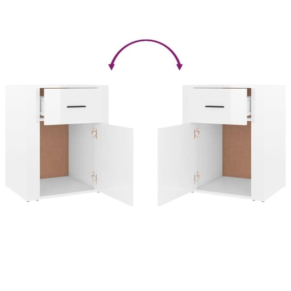 vidaXL Nattbord høyglans hvit 50x36x60 cm konstruert tre