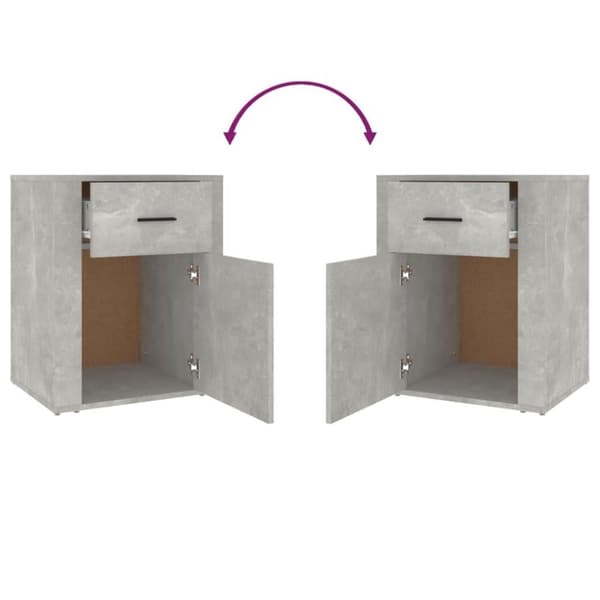 vidaXL Nattbord betonggrå 50x36x60 cm konstruert tre