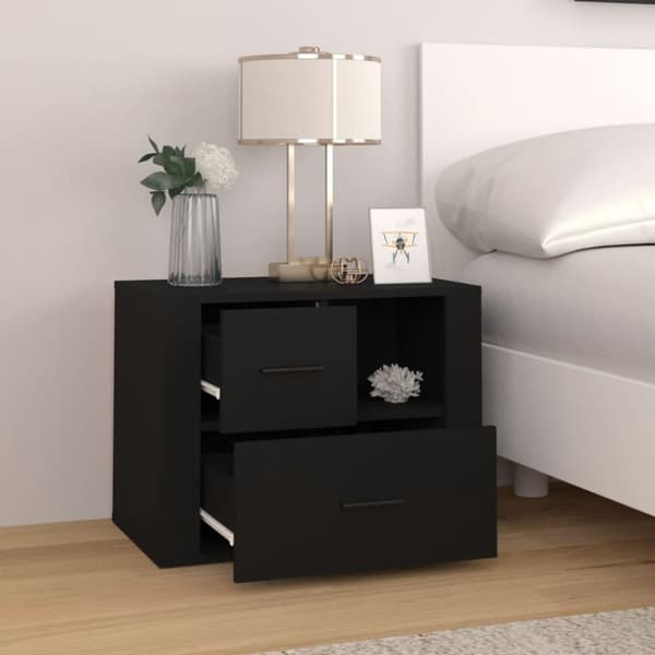 vidaXL Nattbord svart 60x36x45 cm konstruert tre