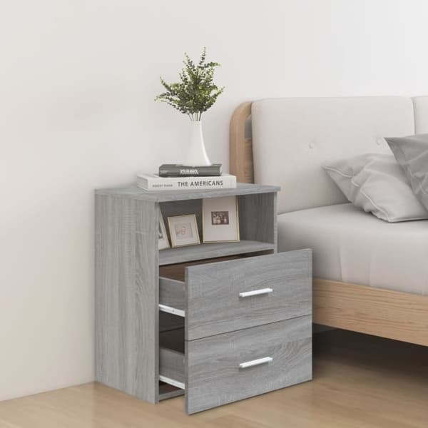 vidaXL sengeborde 2 stk. 50x32x60 cm grå sonoma-eg