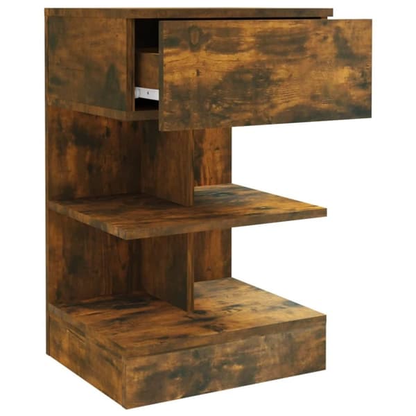 vidaXL sengeborde 2 stk. 40x35x65 cm konstrueret træ røget egetræ