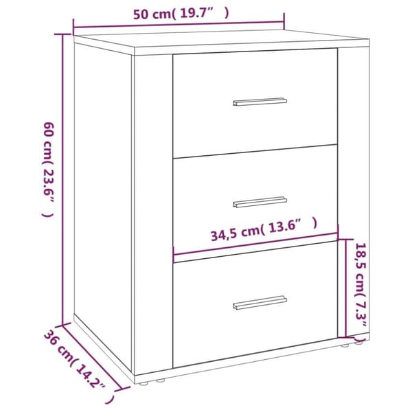 vidaXL sengebord 50x36x60 cm konstrueret træ sort