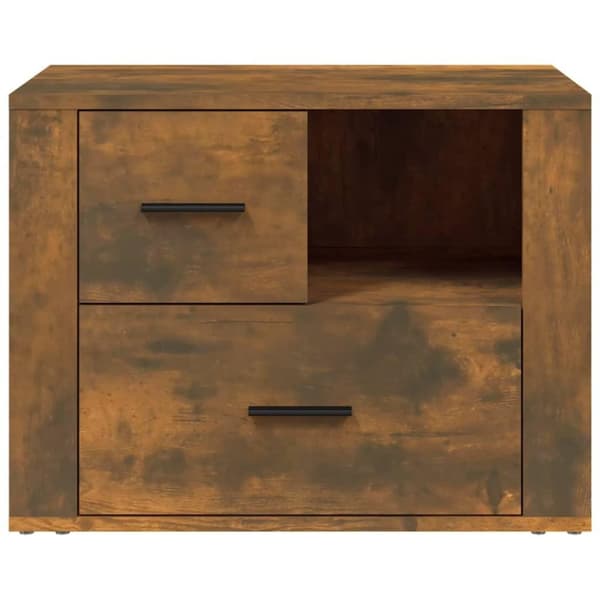 vidaXL sengebord 60x36x45 cm konstrueret træ røget egetræsfarve