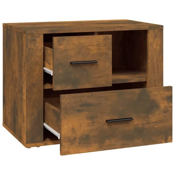 vidaXL sengebord 60x36x45 cm konstrueret træ røget egetræsfarve