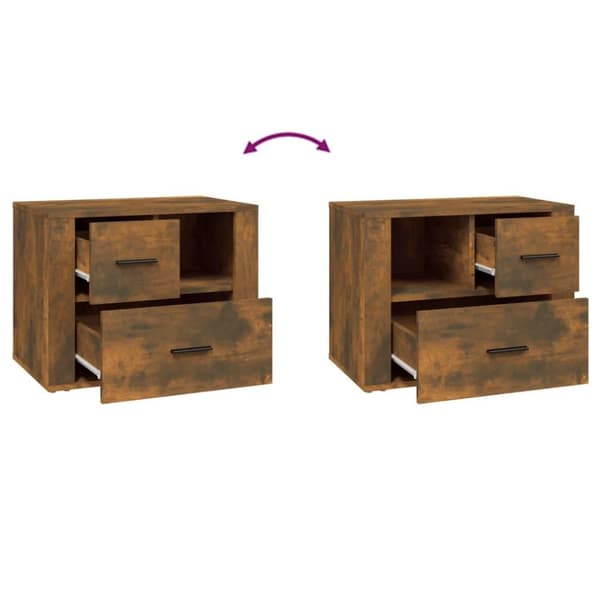 vidaXL sengebord 60x36x45 cm konstrueret træ røget egetræsfarve