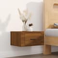 Miniatyrbilde 3 av 11: vidaXL Veggmonterte nattbord 2 stk brun eik 50x36x25 cm