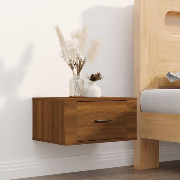 vidaXL Veggmonterte nattbord 2 stk brun eik 50x36x25 cm