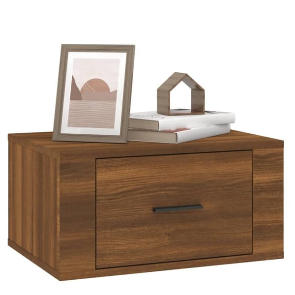 vidaXL Veggmonterte nattbord 2 stk brun eik 50x36x25 cm