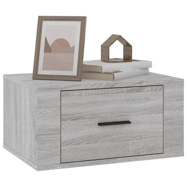 vidaXL Veggmonterte nattbord 2 stk grå sonoma 50x36x25 cm