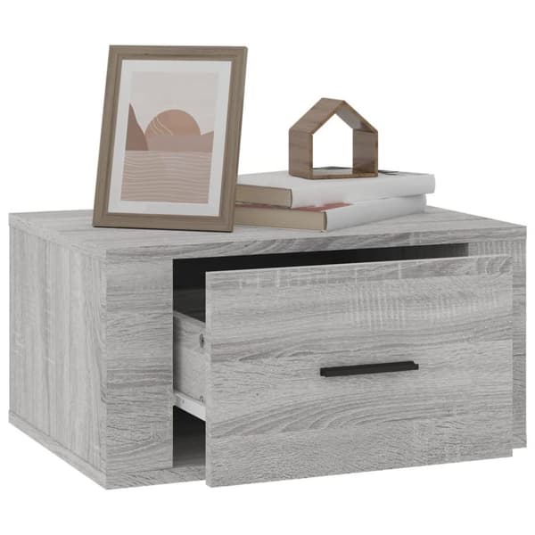 vidaXL Veggmonterte nattbord 2 stk grå sonoma 50x36x25 cm