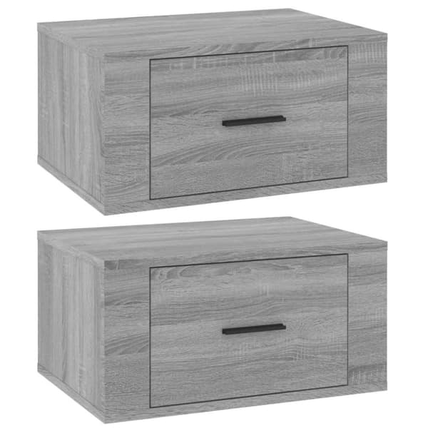 vidaXL Veggmonterte nattbord 2 stk grå sonoma 50x36x25 cm