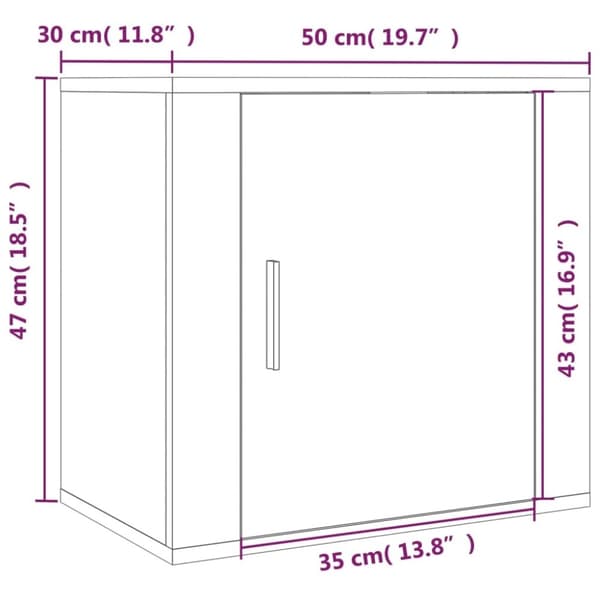vidaXL Veggmontert nattbord røkt eik 50x30x47 cm